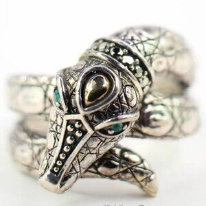 JAI John Hardy Croco Collection Sterling Silver 14k Gold Gemstone Croc Wrap Ring
